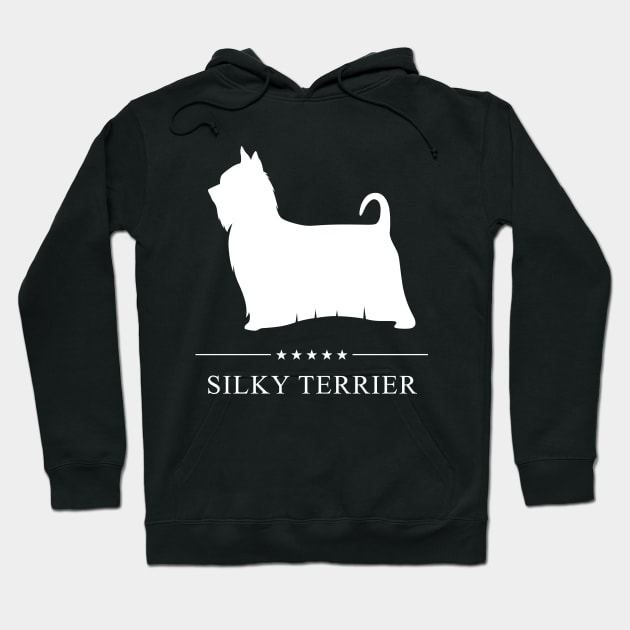 Silky Terrier Dog White Silhouette Hoodie by millersye